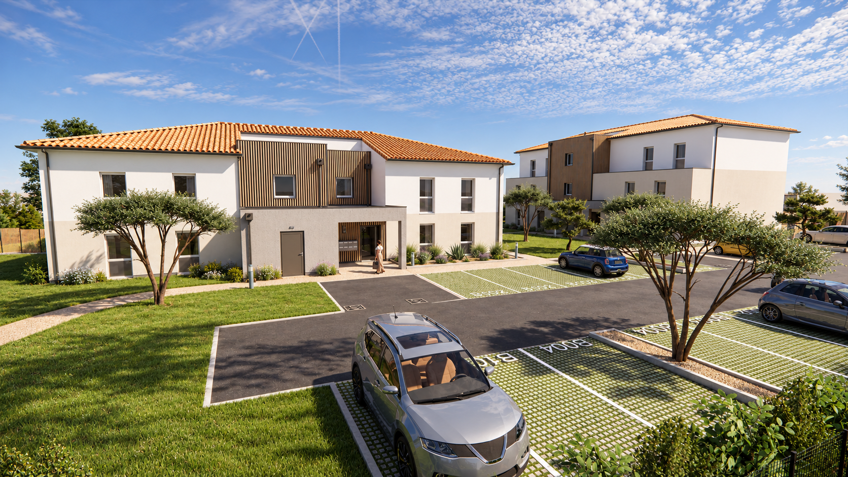 Buxéa - Face Batiment B (vue Bat A) Buxéa logement neuf Buxerolles